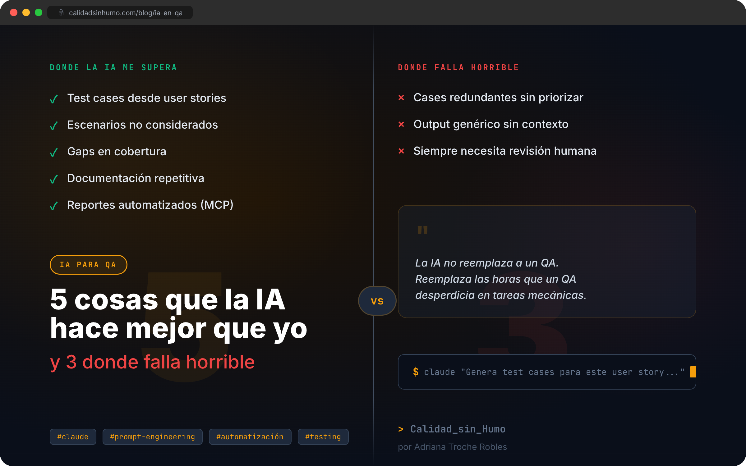 5 cosas que la IA hace mejor que yo en QA — y 3 donde falla horrible