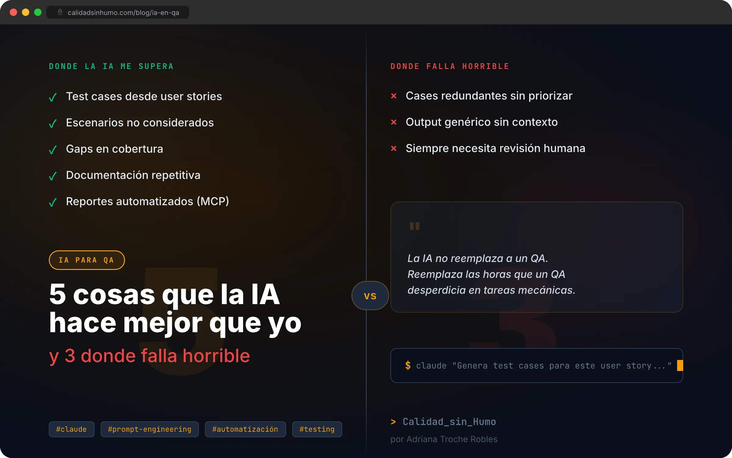 5 cosas que la IA hace mejor que yo en QA — y 3 donde falla horrible