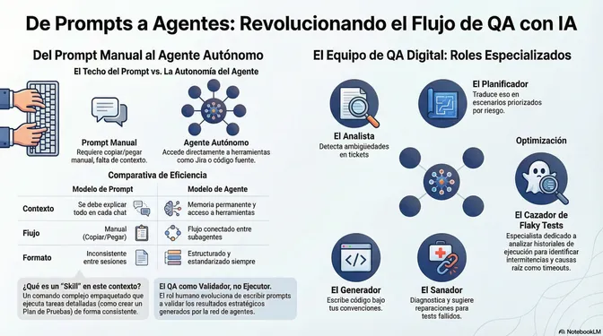 De Prompts a Agentes — el equipo de QA digital con roles especializados